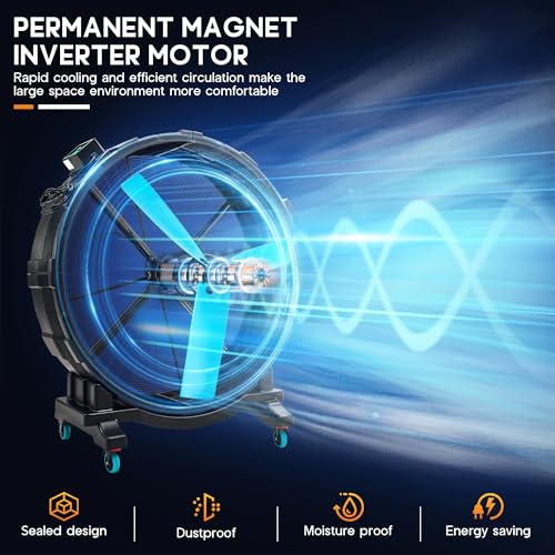 Image of Albott 60 Inch Industrial Drum Fan, 600W Plastic High Velocity Floor Fan with Wheels and Stepless Variable Speed, Air Flow 24,700 CFM, Ideal for Commercial, Garage, Warehouse, Workshop, Factory
