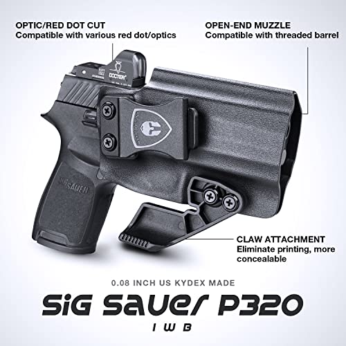 WARRIORLAND IWB Kydex Holster Optic Cut & Claw, Compatible with Glock 17/19/ 19X/ 43/ 43X/ 43Xmos, P365/ P320, G2C/G3C, Hellcat/Hellcat Pro, M&P 9/.40, Shield 9/.40, Shield EZ/ SD9VE, EC9s and More