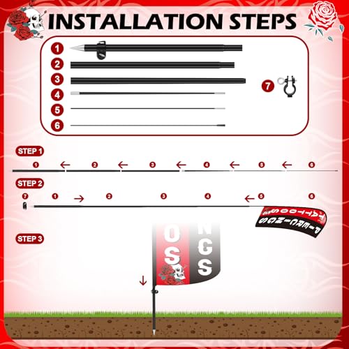 Hillsuren Tattoo Piercing Feather Flag Kit Include 7 ft Banner Flag with 5 Tattoo Arrow Yard Signs and 10 Ground Stake for Outside Business Shops Stores Events Grand Opening Decoration