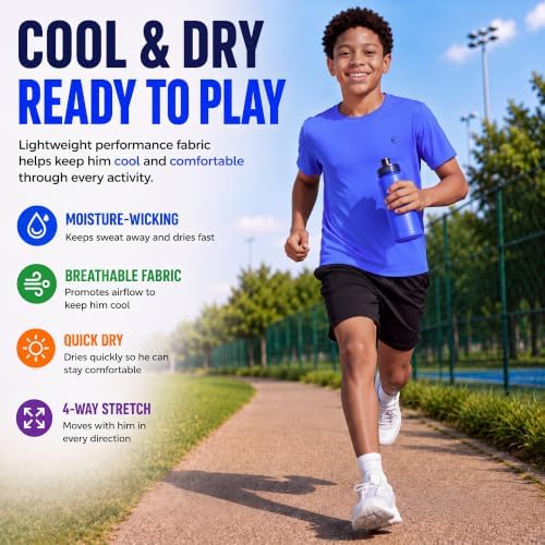 Essenclo Boys Dry Fit Performance T-Shirts 3-Pack, Set-4, 3-4 - 3