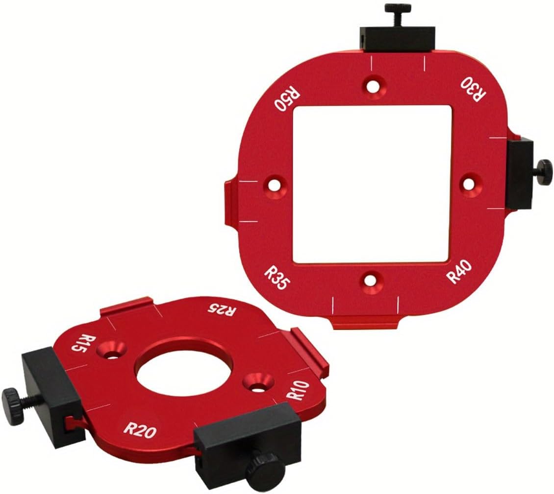 2 PCS Heavy-Duty Aluminum Alloy Router Corner Radius Template Jig with Removable Clip - R10-R50 Arc Cutting Guide, Precision Woodworking & Crafting Tool For, Wood Board, Woodworking Tools