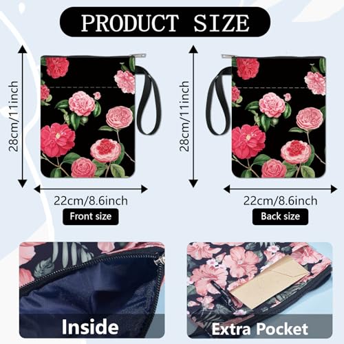 CRASPIRE Book Sleeve Flower Book Protector Book Covers for Paperbacks Washable Fabric Cloth Book Cover with Zipper and Extra Sleeve Pocket for Book Lovers Classmate Friend Gifts - Image 2
