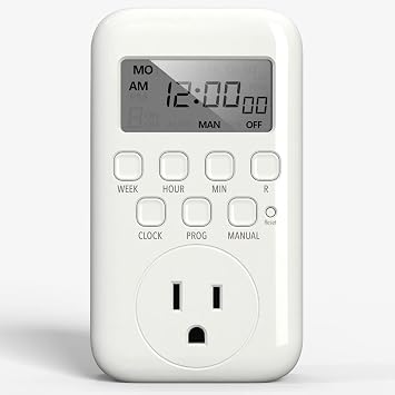 BN-LINK Digital Outlet Timer for Light, 7 Days Programmable Timer for Lamps
