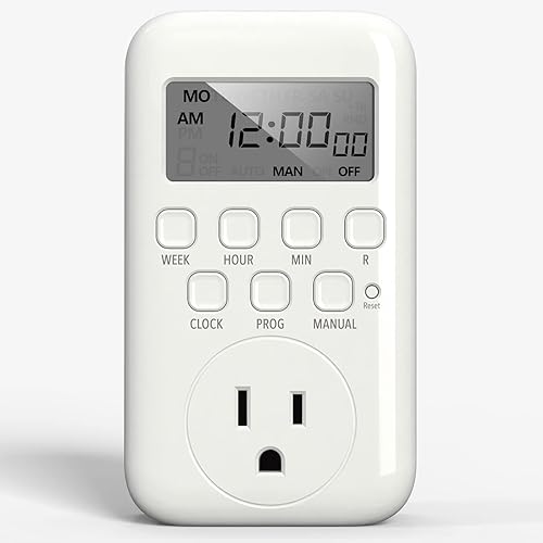Miniatura 10 de BN-LINK Toma de temporizador digital para interiores, interruptor de luz programable de 7 días de salida doble, temporizadores de enchufe de 3
