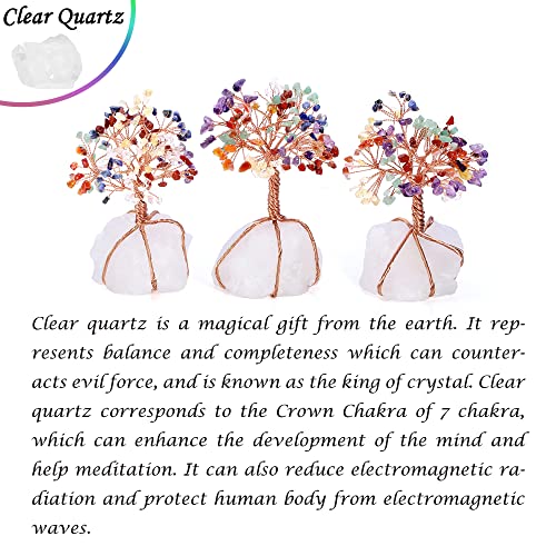 Top Plaza 7 Chakra Healing Crystals Copper Money Tree Wrapped On Natural Clear Quartz Base Feng Shui Luck Figurine #TOP4