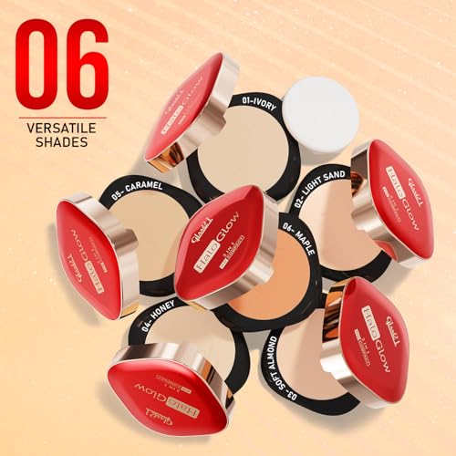 Image of Glam21 Halo Glow 2-in-1 HD Compact | 2 Matte Shades | Velvet Matte & Soft Glow Shimmer | Oil Control, Brightening & Radiant Finish | Enriched with Vitamin E |18gm,Honey