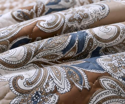Image of Dohar Single | Double Bed Polycotton Blankets for Summer 90x100inch, 150GSM Ac Comforter and Cooling for Summer Classic Printed Design Quilt Ideal for Gifting (Brown Multicolor, Double)