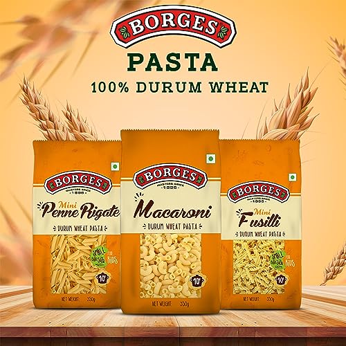 Image of Borges Macaroni Pasta - 350 g | 100% Durum Wheat | High in Protein | Natural Ingredients | Maida Free