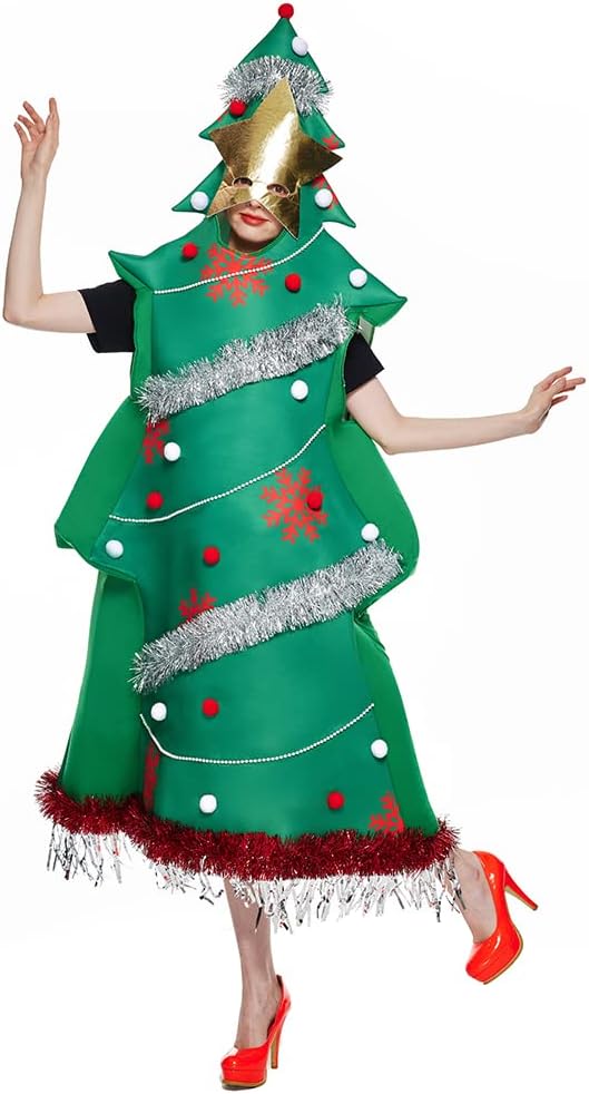 EraSpooky Adult Christmas Tree Costume Funny Xmas Party Women Dress