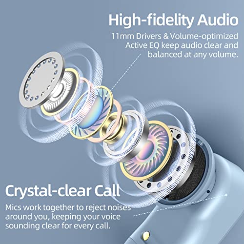 Golrex Bluetooth Headphones Wireless Earbuds 36Hrs Playtime Wireless Charging Case Digital Led Display Over-Ear Earphones With Earhook Waterproof Headset With Mic For Sport Running Workout Sierra Blue #TOP4