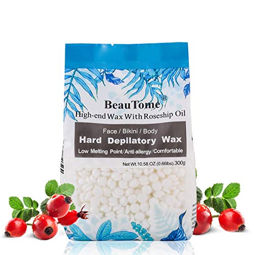 Hard Wax Beads for Painless Hair Removal, Sensitive Skin Areas Specific, 98% removal rate, Pure Natural, Non-Strip, No Skin Burn, Allergen free, For Face, Bikini area, Brazilian, Eyebrow (300g)