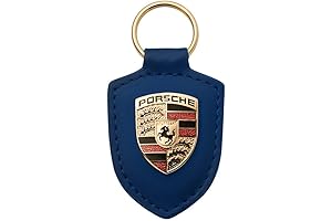 GENUINE Porsche Crest Keyring - Automotive Key Chain with Blue Porsche Enamel Crest Logo