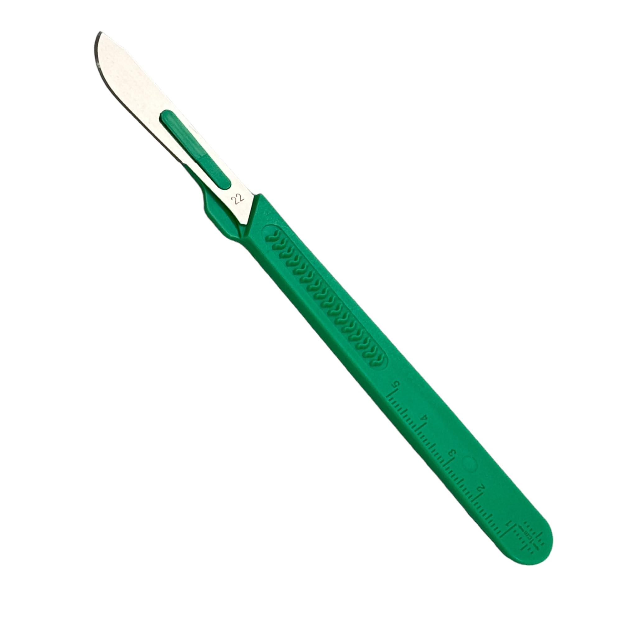 Sterile Disposable Scalpel with Plastic Handle and Carbon Steel Blade - 10 Per Pack - Laboratory Dissections, Podiatry, Dermaplanning, Crafts, and More. (3, No. 22)