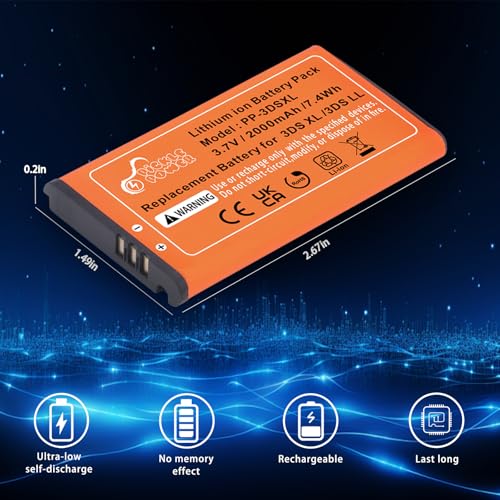 Image of Pickle Power 3DS XL Battery, 2000mAh SPR-003 Battery Replacement for Nintendo 3DSXL /New 3DSXL / 3DS LL /New 3DS LL Game Console, with Repair Tool Kit