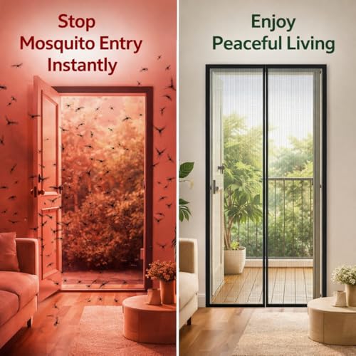 Image of Door Net for Home Entrance 200 * 100cm Black Magnetic Net for Door Auto-Closing Insect Screen to Keep Mosquito Out