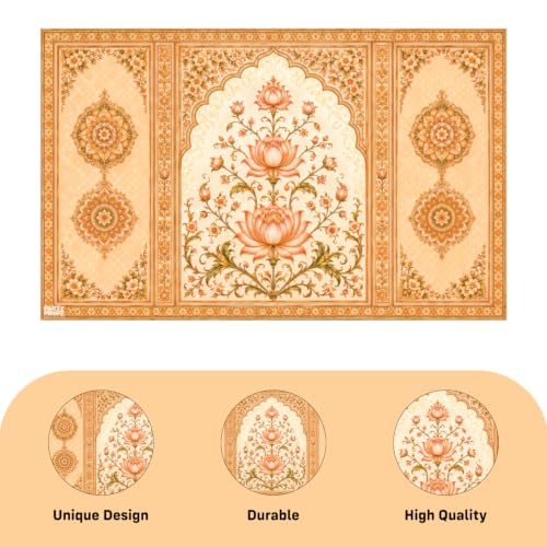 Image of Party Propz Backdrop Cloth for Decoration -2 Pcs,Ganpati Decoration Setup for Home,Ganpati Backdrop Decorations,Varalakshmi Pooja Decorative Items,Backdrop for Janmashtami Decorations,Backdrop Cloth