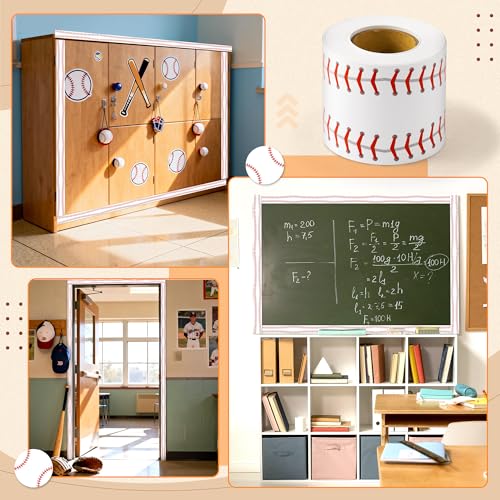 Image of BeYumi Baseball Sport Border Trim - 65ft Back to School Baseball Patterned Straight Rolled Border Trim Red White Ball Sport Theme Bulletin Board Set Party School Classroom Chalkboard Wall Decoration