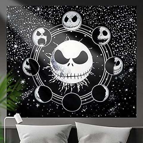 Black and White Tapestry, Tapestry Black Stars, Nightmare Tapistry, Christmas Tapestries for Bedroom, Living Room, Dorm Home Wall Decor, Skull Tapestrys for bedroom (Alien, 51" x 59" 130x150 cm) Cover