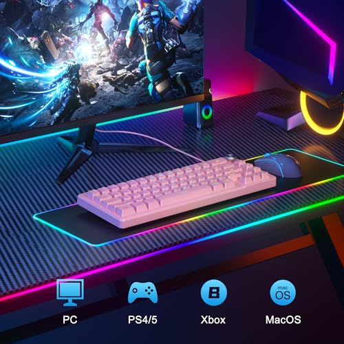 Image of MageGee Mini 60% Gaming Keyboard, RGB Backlit 66 Key Ultra-Compact Keyboard, TS68 Ergonomic Waterproof Mechanical Feeling Office Computer Keyboards for PC, MAC, PS4, Xbox ONE Gamer