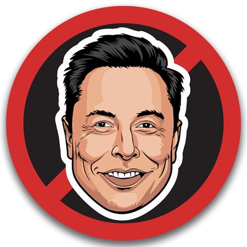 Image of Magnet Me Up No Elon Face Magnetic Decal Funny Anti-Billionaire Car Magnet, Political Satire Fridge Decor, 5-Inch Round UV-Printed Vinyl, Weatherproof & Durable, Made in USA