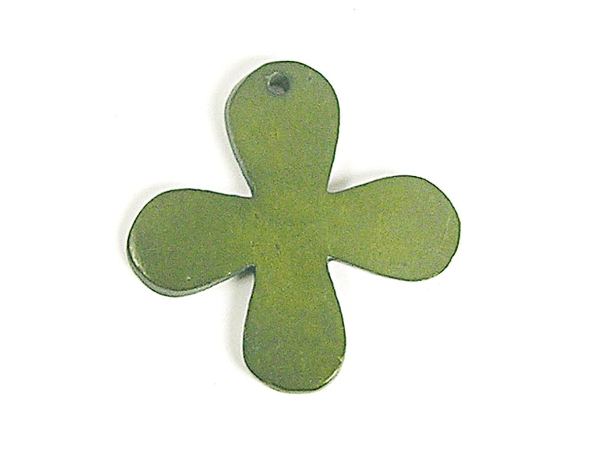 Pendentif en bois trèfle vert pour création de colliers et bracelets - 2