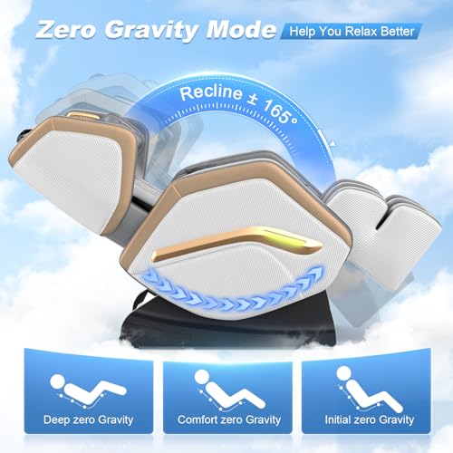 Image of Massage Chair Full Body, Zero Gravity Massage Chair 2026 for Back Fatigue with 10 Fixed Rollers, Heating, Airbags, Phone Controller, Nightlights, Bluetooth Speaker for Living Room, Bedroom