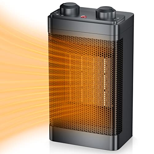 DASKING Kleine Elektrische Heizung für Innenräume Wohnzimmer Büro Schreibtisch - 1500W/750W Keramik-Heizlüfter mit Einstellbarem Thermostat Schnelles Aufheizen mit Kippschutz und Überhitzungsschutz… Cover
