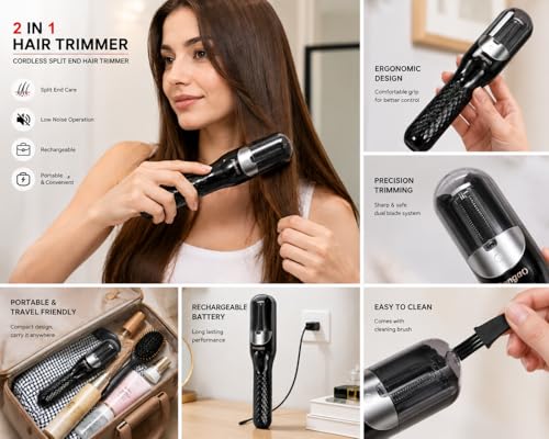 Image of 2026 Automatic Hair Split End Remover Machine Rechargeable 2-in-1 Splitend Pro Hair Cutter for FrizzyDry, Damaged,Broken,Curly Types,Ideal For Women Seeking Healthyhair Women Beauty Styling Tool New. (ST-2)