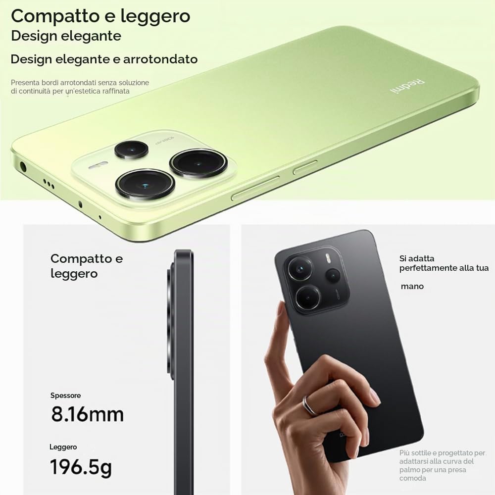 XIAOMI Redmi Note 14 4G,8GB+256GB con caricabatterie, non supporta NFC, 5500mAh, Android 14, Mediatek Helio G99 Ultra