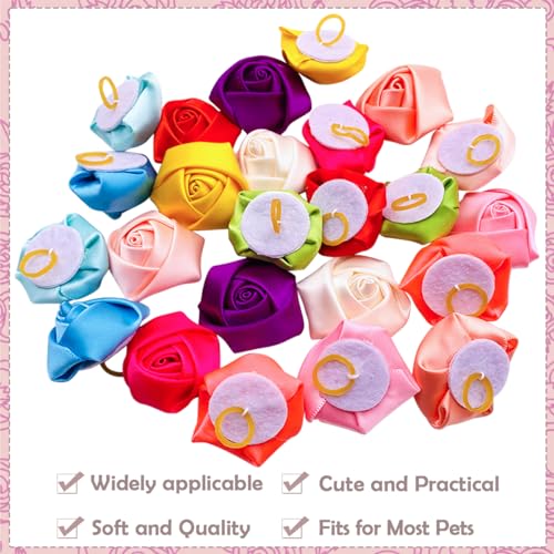 24pcs12pairs Dog Hair Flowers Bows with Rubber Band Rose Pink Red Blue Purple Color for Small Medium Puppy Doggy Pet Animals Grooming Accessories Attachment  Cucciolini Doodles 24pcs12pairs dog hair flowers bows with rubber band rose pink red blue purple color for small medium puppy doggy pet animals grooming accessories attachment   cucciolini doodles