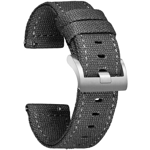 Hemsut Canvas Quick Release Watch Band 18mm 20mm 22mm 24mm Replacement Watch Straps for Men Women
