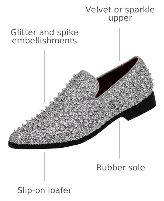 Image of SPK70 Men's Vintage Spike Dress Loafers Slip On Fashion Shoes Classic Tuxedo Dress Shoes