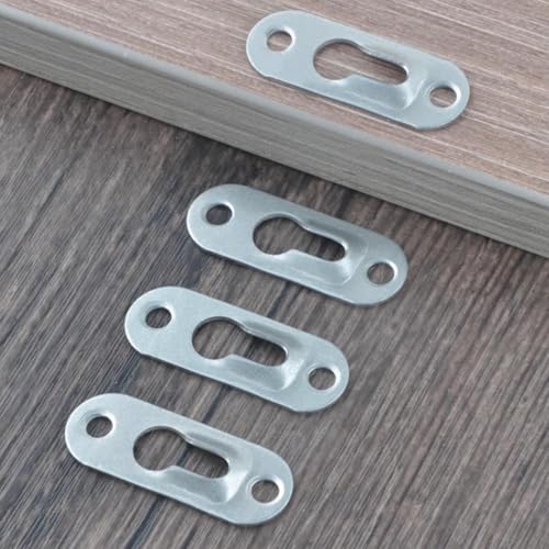 Image of 100PCS Keyhole Hangers Heavy Duty Metal Single Hole Hanging Picture Hanger 1.7 x 0.65 inch Fasteners Hooks for Picture Frames Rivet Fittings