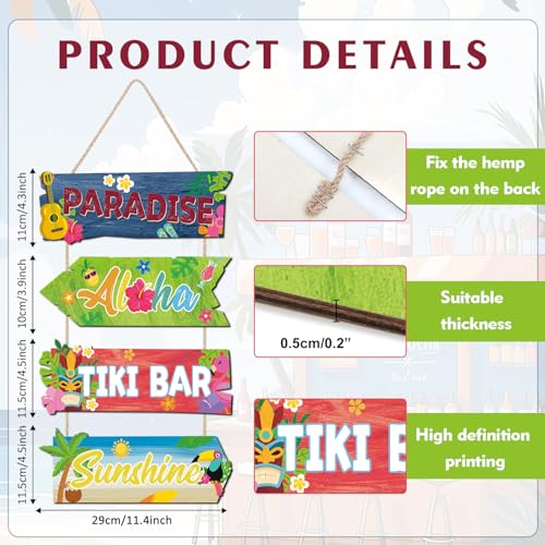 Image of HPNIUB Hawaii Tiki Bar Welcome Summer Wooden Sign, Funny Beach Hawaiian Luau Party Plaque Hanging Wall Decor, Vintage Farmhouse Door Sign for Outside Home Bar Kitchen Backyard