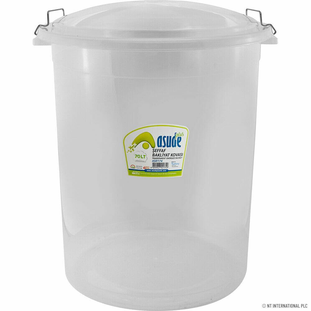 Easy Shopping® 70L 70 Litre Large Clear Plastic Bin Transparent Dustbin
