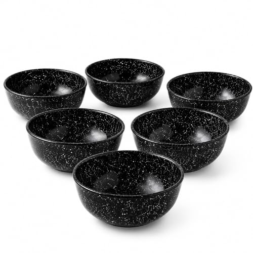 Image of Melvio By Malti Black Granite 6 Piece Bowl | Melamine Dinnerware Set, Premium Dinner Set Crockery Plates Bowls Tableware for Home Dining Kitchen