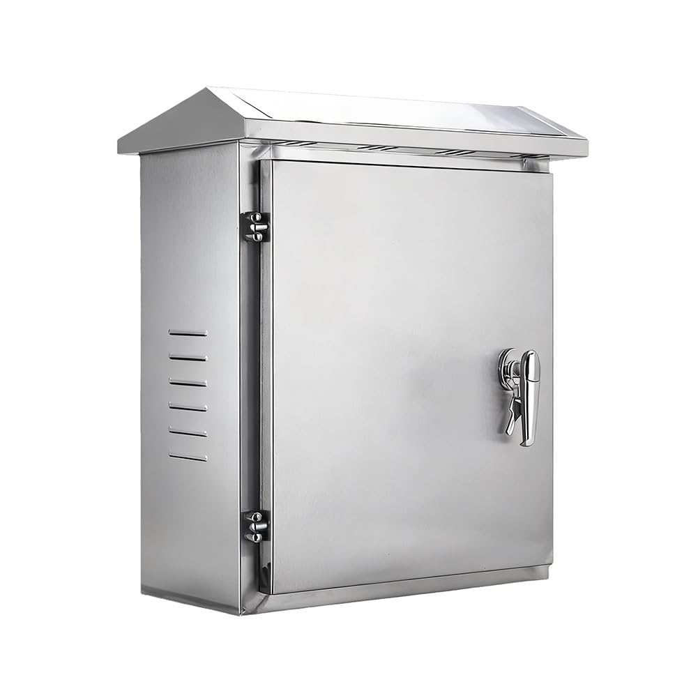 Scatola di Derivazione Impermeabile in Acciaio Inox 304, con Chiusura A Chiave, Resistente alle Intemperie, Ideale per Progetti Elettrici. Armadio Elettrico per Esterni,Silver-50x40x20cm