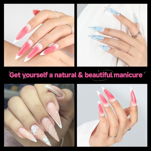 Image of UNA GELLA XXL Stiletto Nail Tips 312pcs Pre-Shape Extra Long Stiletto Nails | Pre Etched Full Cover No Need File Clear Fake Nails for Party DIY Art Salon 12 Sizes