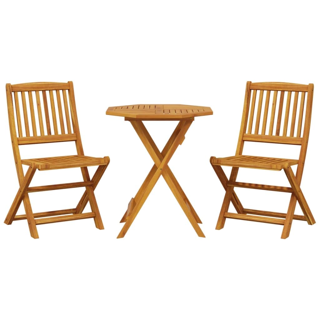 vidaXL Ensemble de Bistro Pliable 3 pcs Bois d'acacia Solide