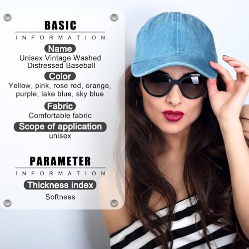 Image of Geyoga 7 Pieces Unisex Vintage Washed Distressed Baseball Hat Baseball Cap for Dad Twill Adjustable Hat