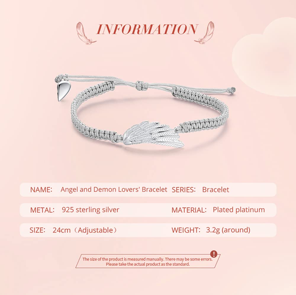 MOCHAMIK Pulsera de bendición benedictina Tejida a Mano con cordón Negro/cordón de Plata con ala de ángel