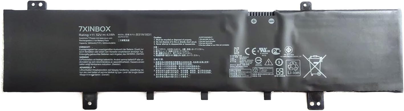 11.52V 42Wh B31N1631 Replacement Laptop Battery for ASUS K505B X505BA X505BP X505BP-1B X505BP-1C X505BA-1B