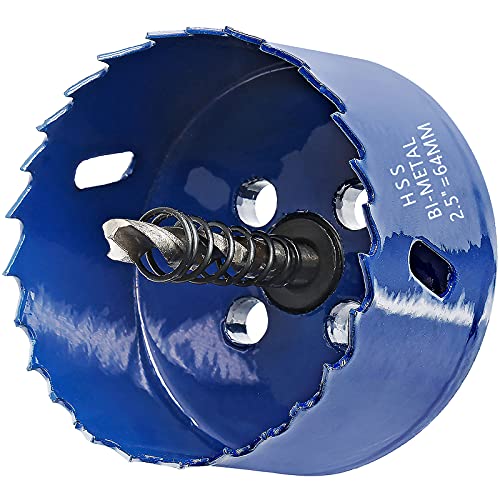 Image of Luomorgo 64mm /2-1 /2 inch Hole Saw, 1 1 /4 inch Cutting Depth HSS Bi-Metal Hole Cutter for Wood Cornhole Boards Plastic Drywall & Metal Sheet