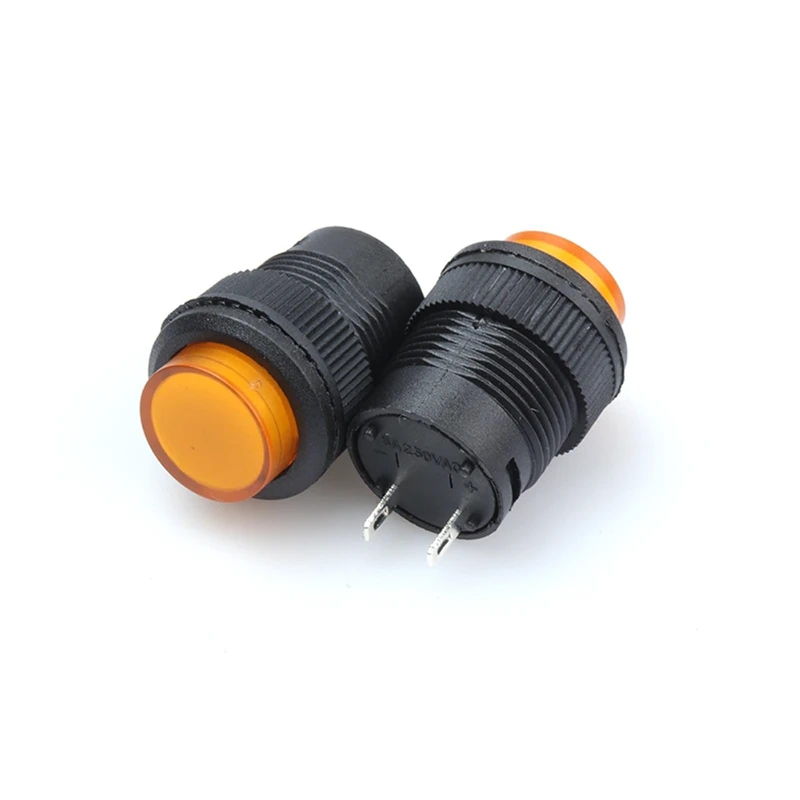 Interruptor R16-503 autobloqueo de 16mm redondo naranja de 2 pines para cuadros eléctricos 7