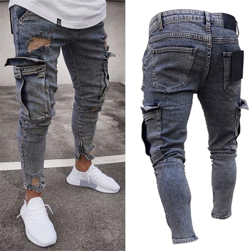 Men's Slim Fit Jeans 6 Pockets Stretch Skinny Denim Pencil Pants Ripped Skinny Jeans for Men2