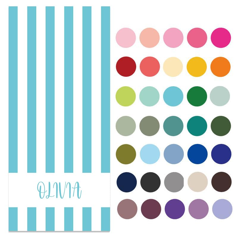 TrafagalaPersonalized Beach Towels for Kids Adults Custom Cotton/Poly Blend Pool Towel-Customized Sand Free Quick Dry Striped Beach Towel for Boys Girls Women Men - 30" W x 60" L(35 Colors)