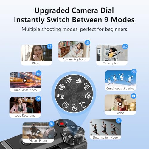 Câmera digital 8K, câmera vlogging de 88 MP para YouTube/fotografia com tela flip de 3 polegadas 180°, luz de enchimento, WiFi, filtros, recursos de beleza, inclui cartão SD de 32 GB e 2 baterias - Imagem 7