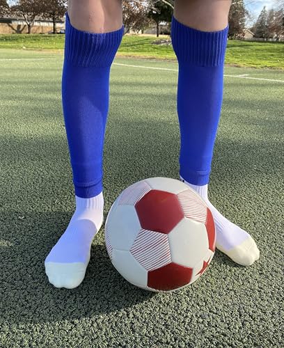Royal Blue Soccer Leg Sleeves Without Feet - Youth Socks Alternative for Boys, Girls & Teens - Also Fits Adults with Medium Calves2