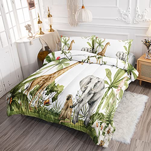 Qoomo WILD ANIMALS Kids Comforter Set,3Pcs Bedding Set Printed Comforter thumb #1