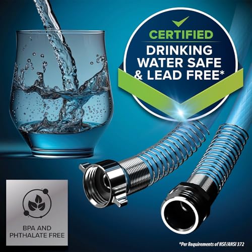 Image of Camco EVOFlex 10-Ft RV Drinking Water Hose - Features Extra Flexible Design w /Stainless Steel Strain Relief Ends - Lead-Free, BPA-Free and Phthalate-Free - 5 /8 inch Inside Diameter (22592)